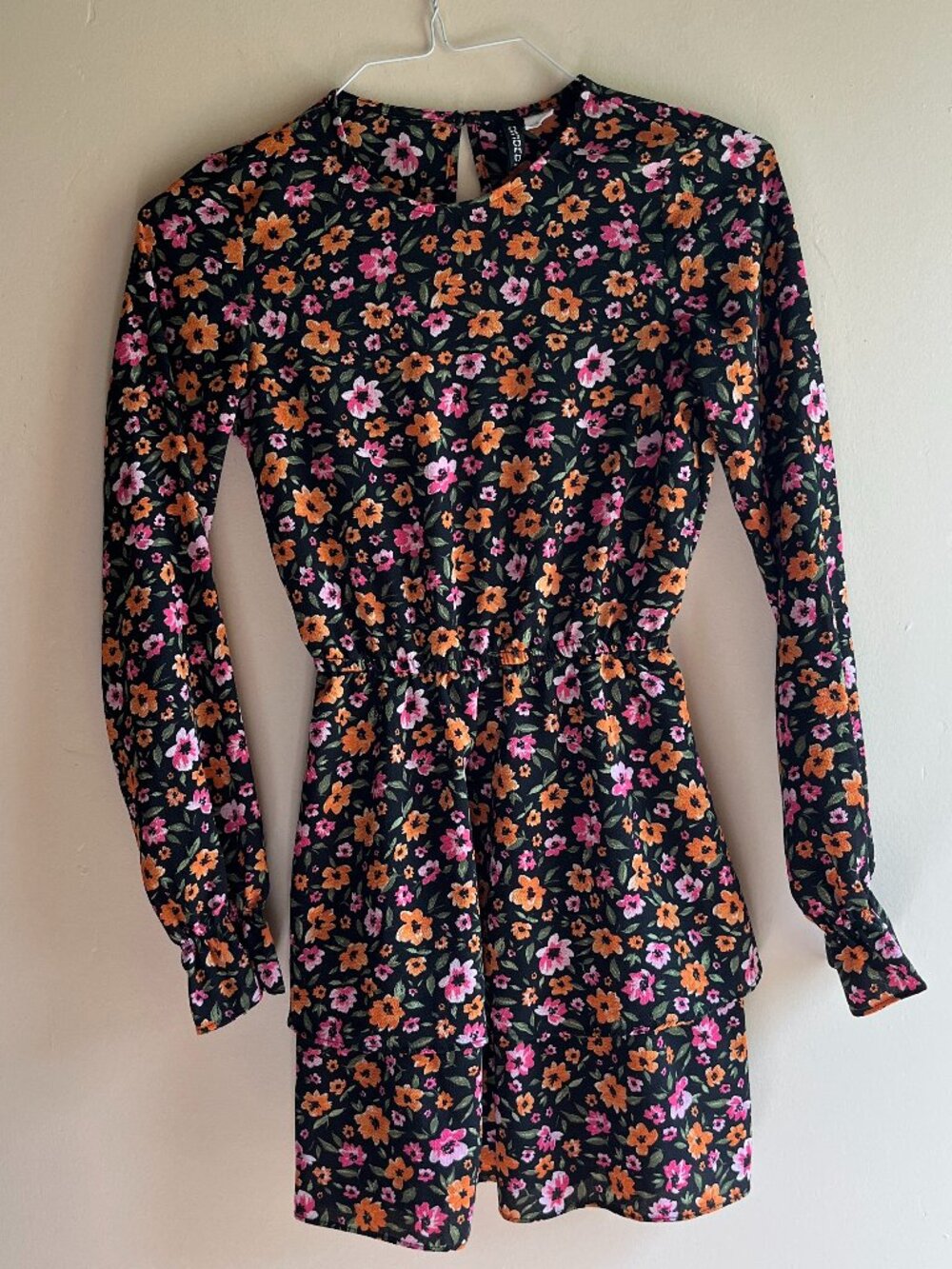 Black Floral Ruffle Dress Romantic Feminine Folk garden scandi cottage tiered